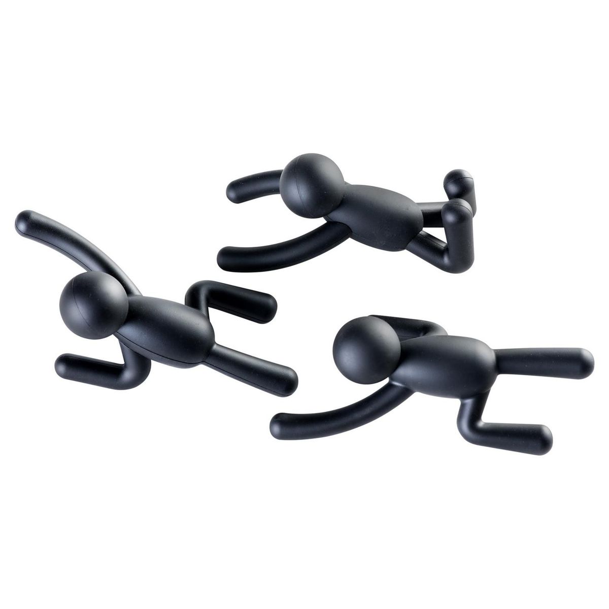 UMBRA - Set 3 Ganchos de Pared Buddy Negro