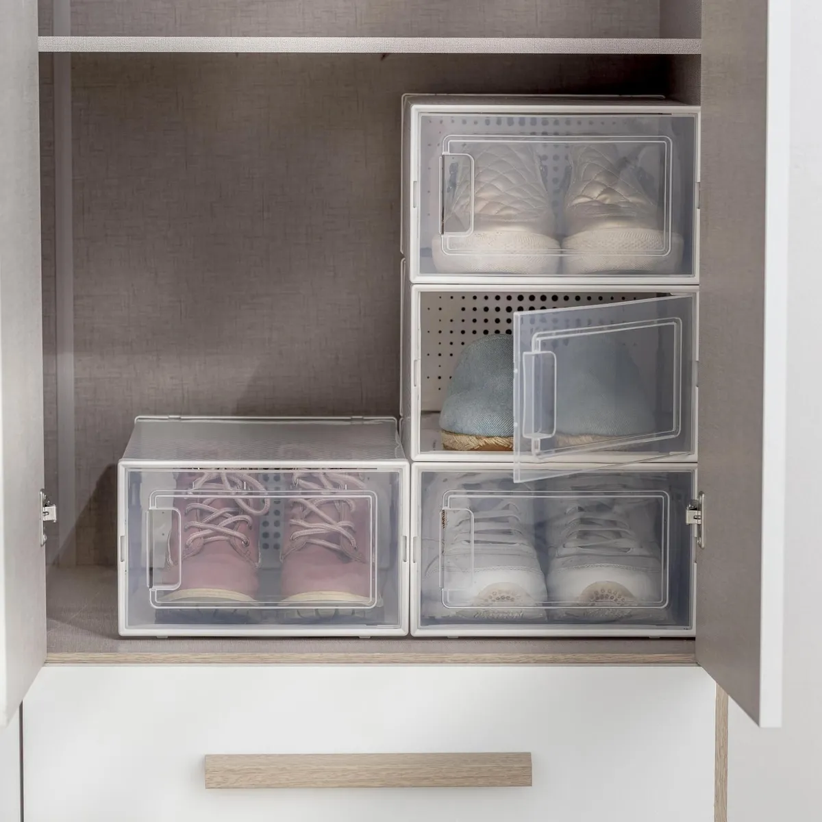 JUST HOME COLLECTION - Set 4 Cajas Organizadoras de Zapato de Plastico