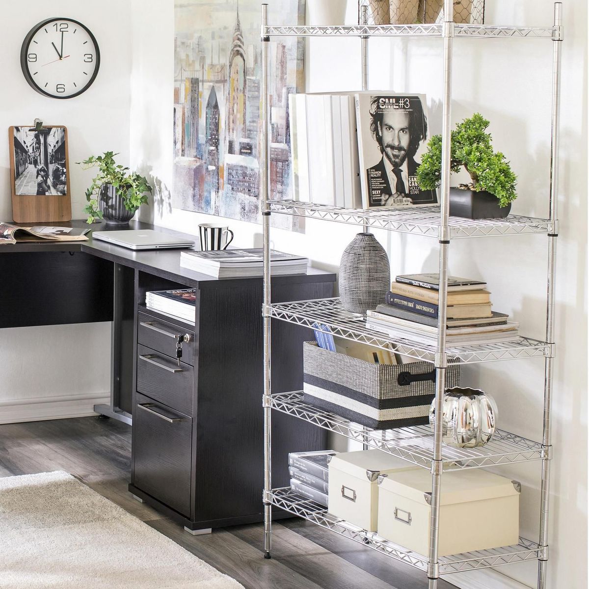 JUST HOME COLLECTION - Estante Metal 5 Niveles 152x76x35cm Gris 90 kg Cromado