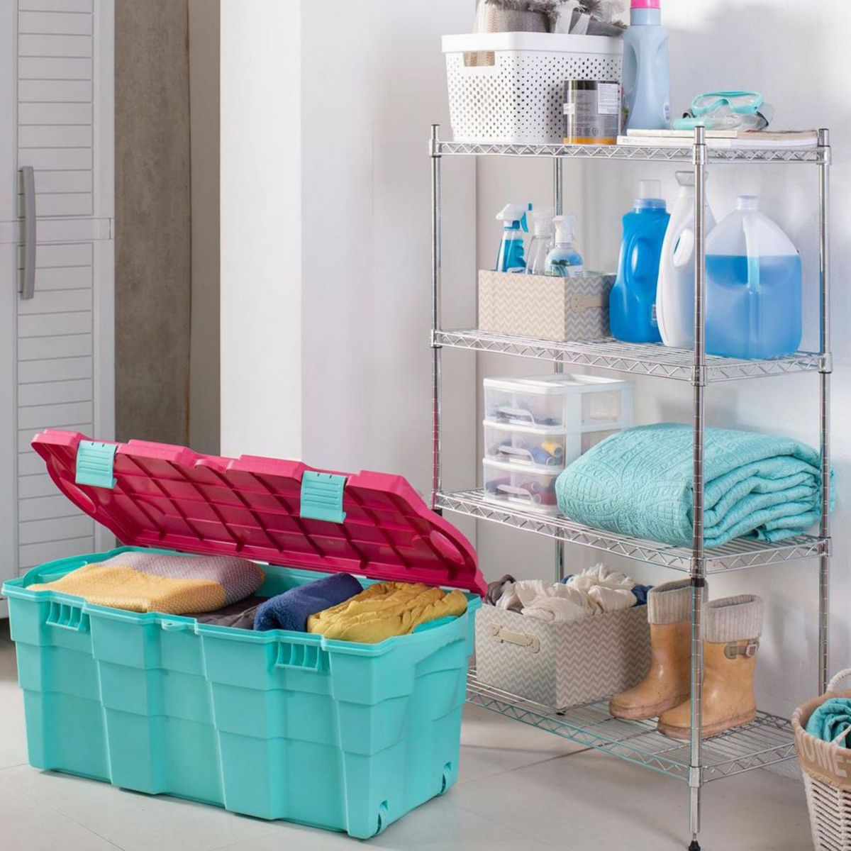 JUST HOME COLLECTION - Estante Metal 4 Niveles 137x91x35cm Gris 90 kg Cromado