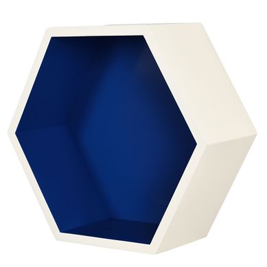 Repisa Hexagonal Blanca/Azul