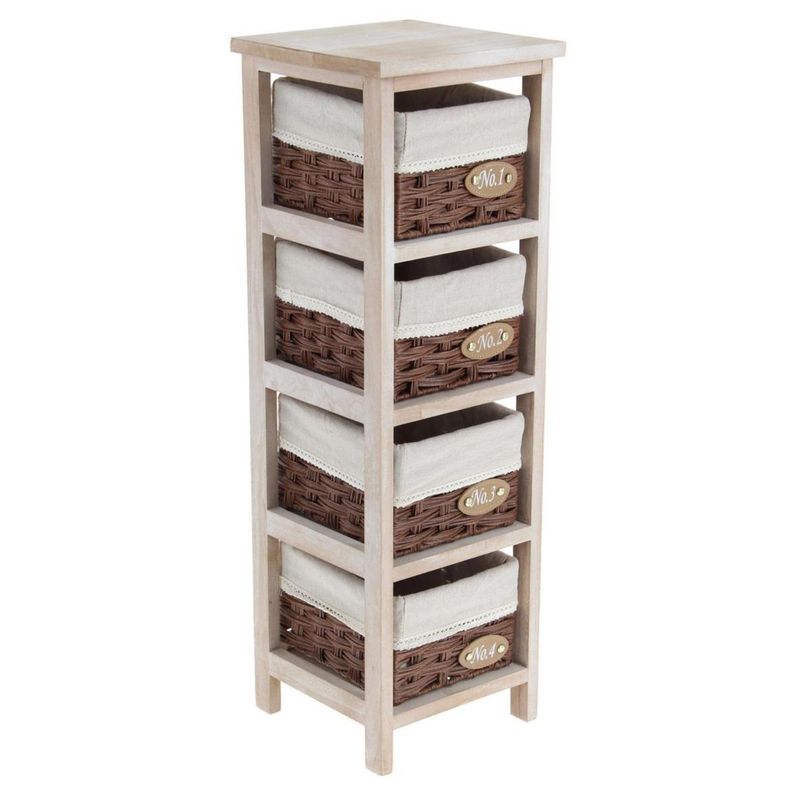 JUST HOME COLLECTION - Gavetero 4 niveles con 4 Canastos 25x25x77 cm