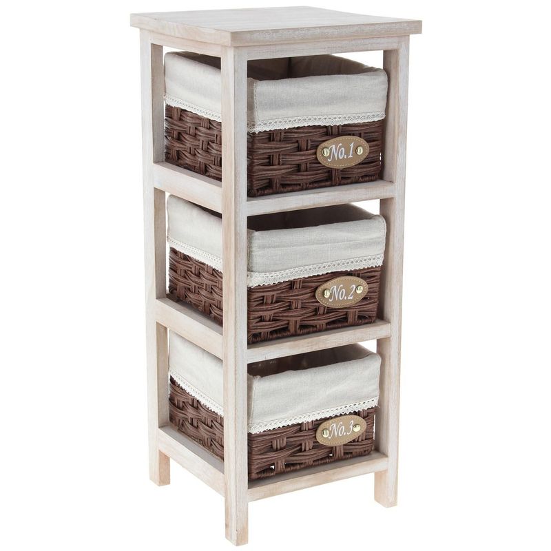 JUST HOME COLLECTION - Gavetero 3 niveles con 3 Canastos 25x25x60 cm