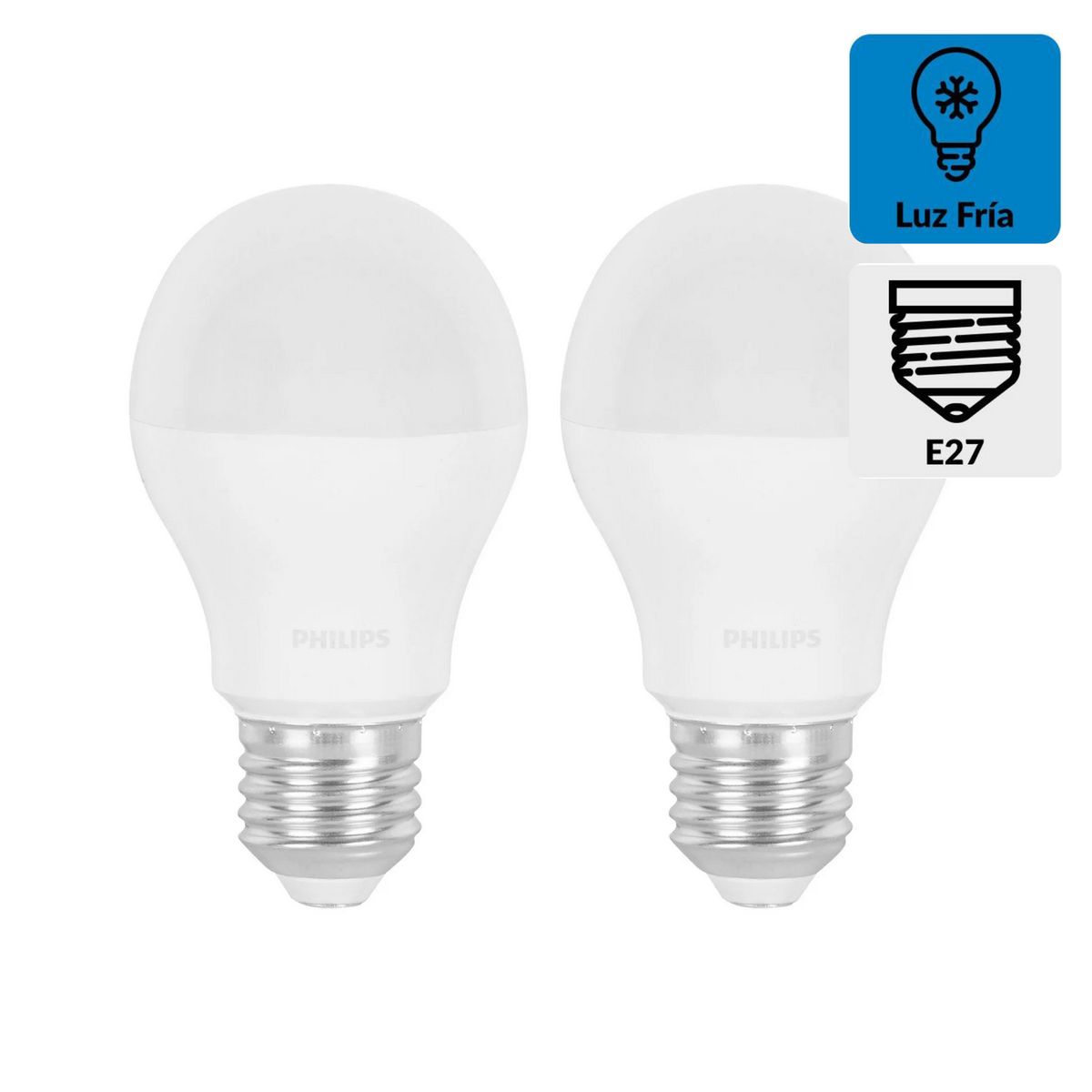 PHILIPS - Pack x2 Foco LED Bulbo A60 E27 9W Luz Blanca