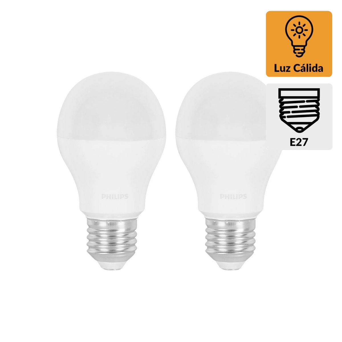 PHILIPS - Pack x2 Foco LED Bulbo A60 E27 9W Luz Amarilla