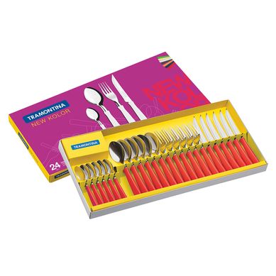 Juego de Cubiertos 24 Piezas New Kolor Rojo