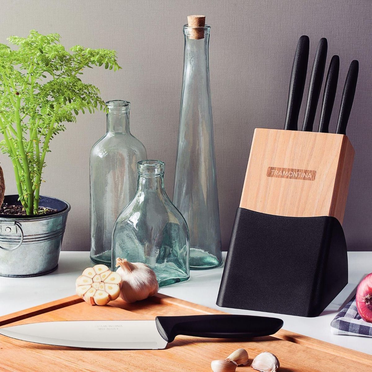 TRAMONTINA - Juego de Cuchillos 6 Piezas Plenus Negro