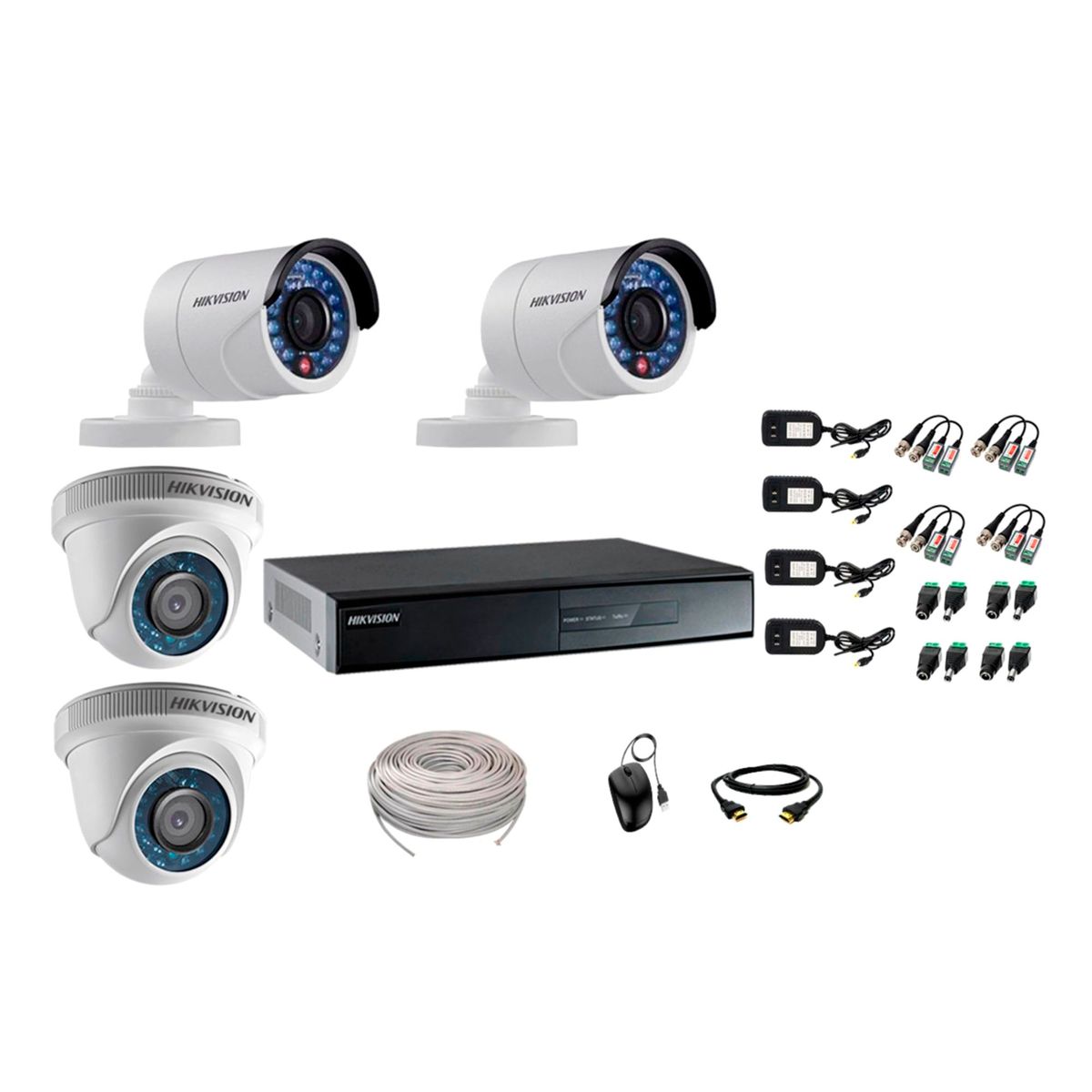 HIKVISION - Kit 4 Cámaras de Seguridad Full HD 1080p P2P Vigilancia + Kit de Herramientas