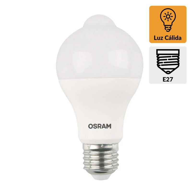 OSRAM - Foco LED Sensor Mov 9w Luz Cálida