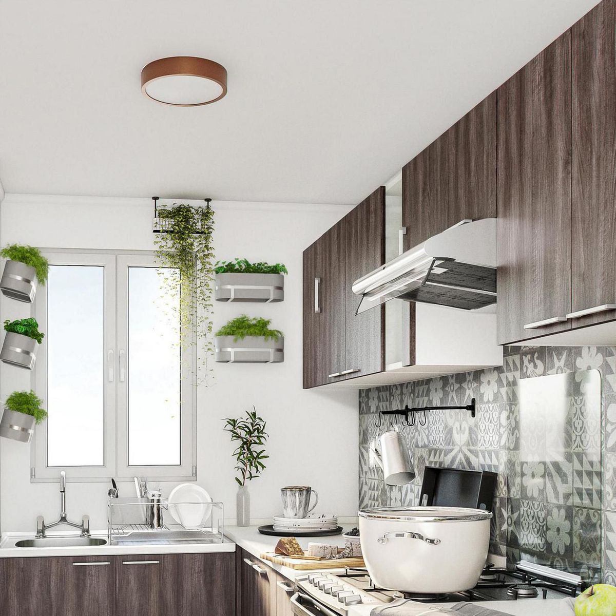 CASA BONITA - Plafón LED Anillo Luz Cálida 26cm Marrón