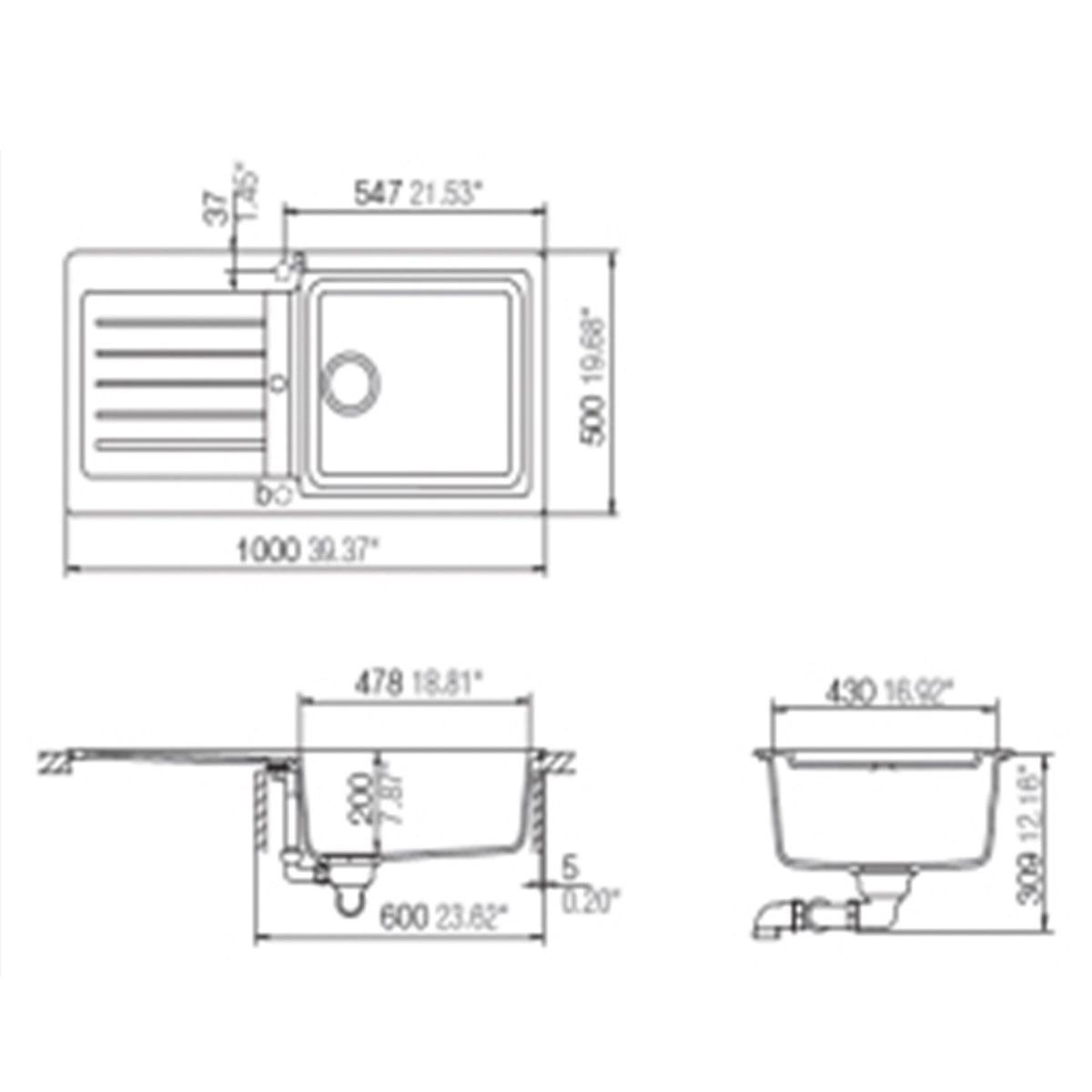 TEKA - Lavadero 2 pozas con Escurridero 100cm Blanco