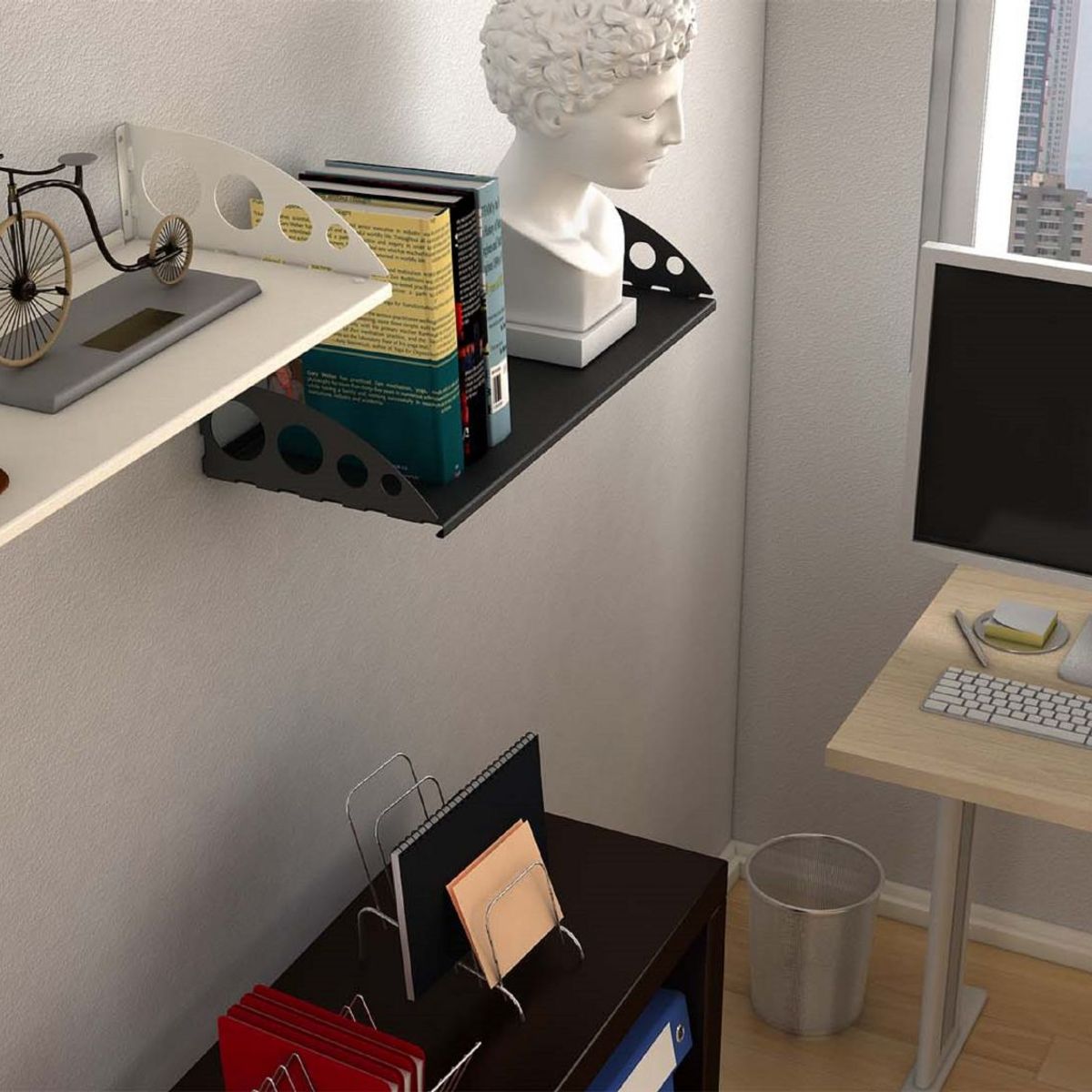 DUCASSE - Repisa Metalica Flotante Blanco 60x23.5cm