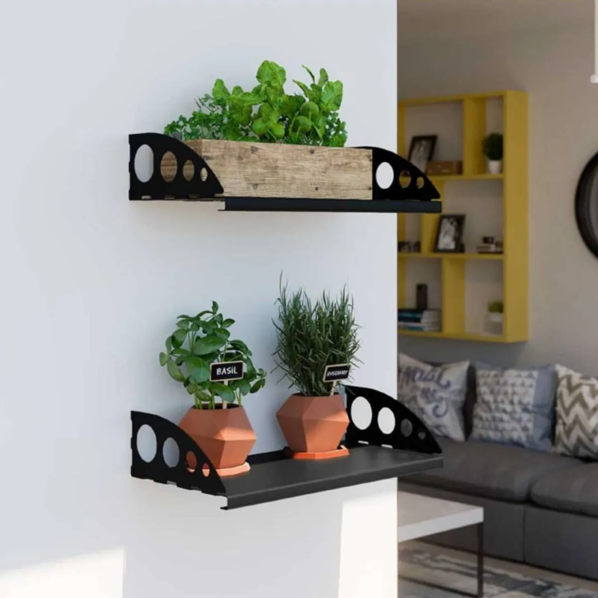 DUCASSE - Repisa Flotante de Madera Metal 60x23.5x10.5cm Negro