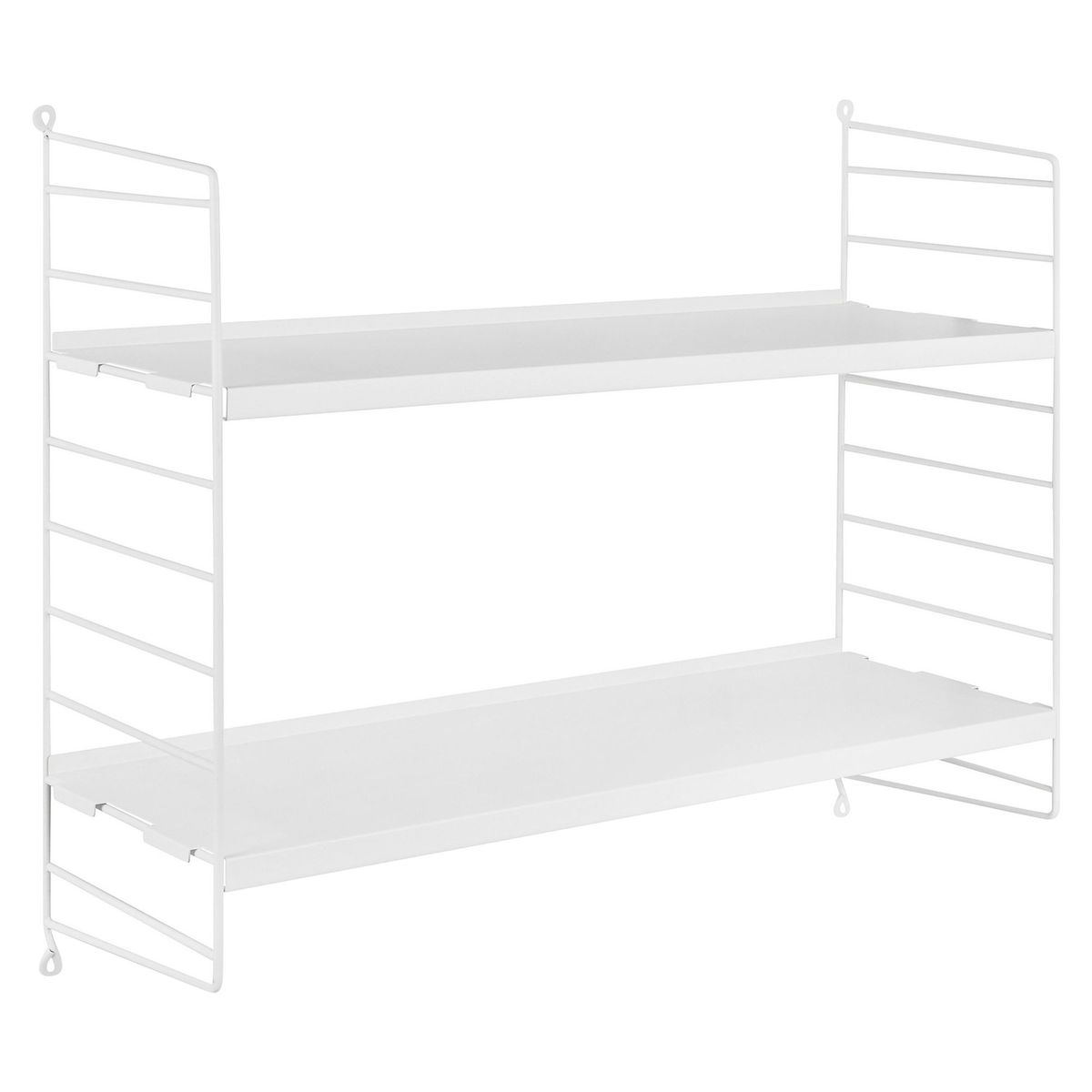 DUCASSE - Repisa Flotante de Madera Metal 2 Niveles Blanco 60x50x20cm