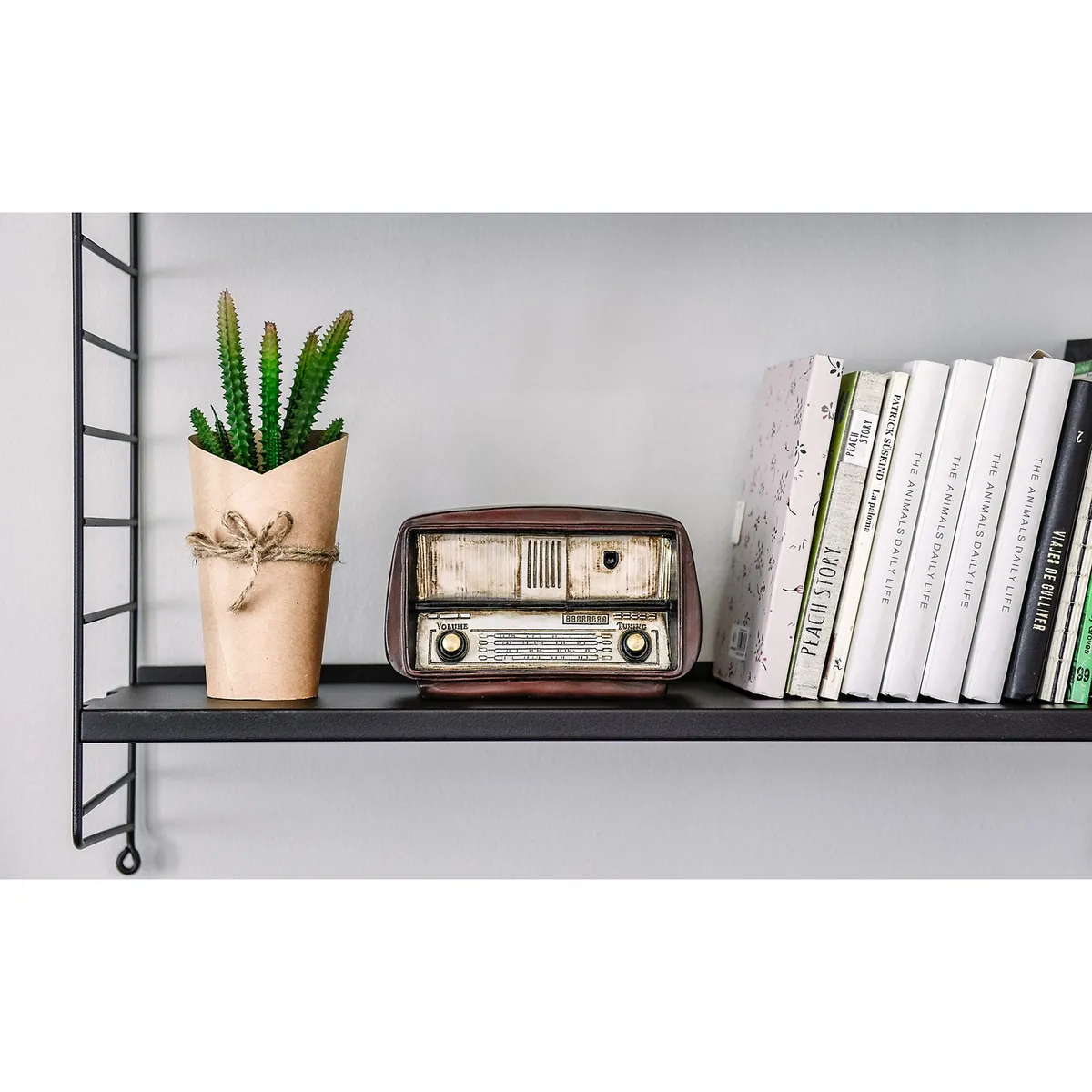 DUCASSE - Repisa Flotante de Madera Metal 2 Niveles 60x50x20cm Negro