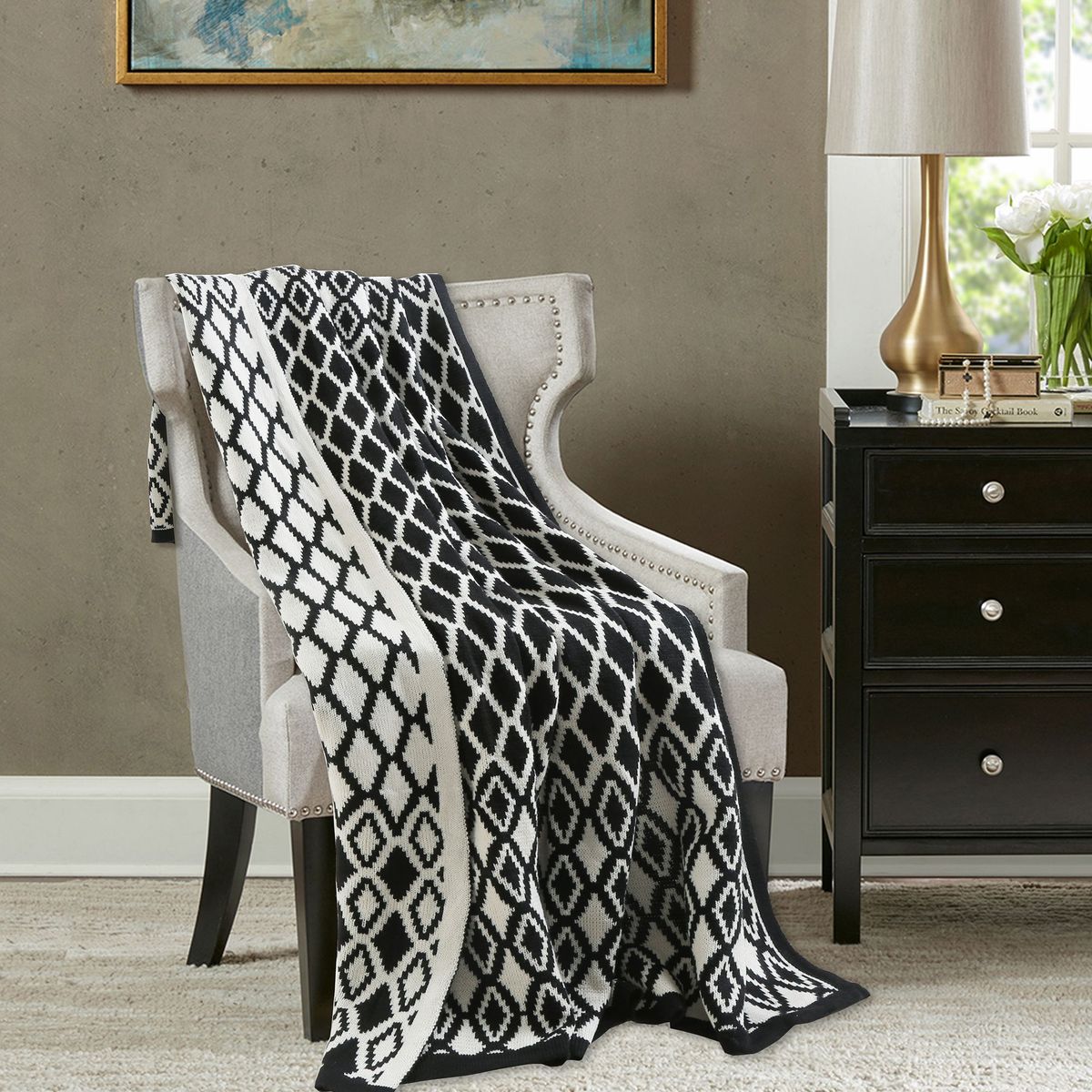 JUST HOME COLLECTION - Manta Rombos 125x150cm Marengo/Beige