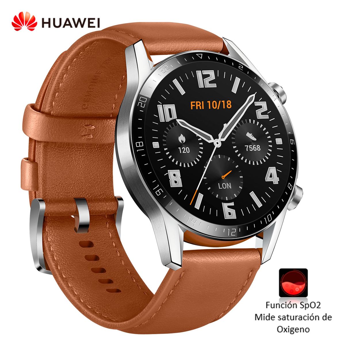 HUAWEI - Smartwatch GT2 B19S con función de Oxímetro Marrón + Correa Negra