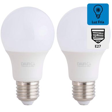 Pack x2 Foco LED Bulbo A60 7.5W E27 Luz Blanca