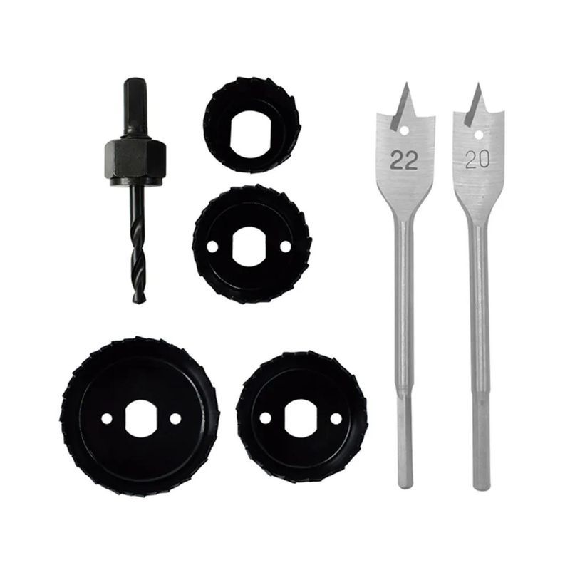 KAMASA - Juego de Sierra Copas para Madera 7Pz 32-54mm + Broca Plana 20-22mm Kamasa