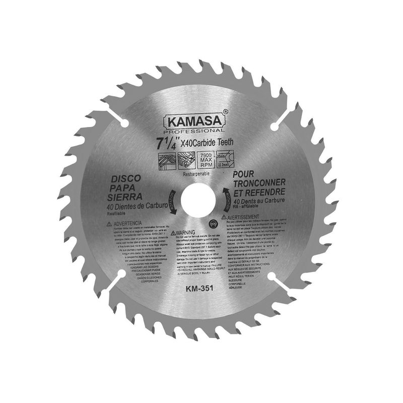 KAMASA - Disco Sierra para Madera 7-1/4" 185mm 40 Dientes Kamasa