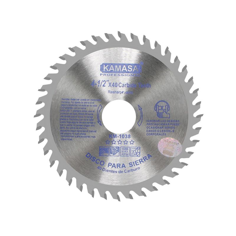 KAMASA - Disco Sierra para Madera 4.5" 115mm 40 Dientes Kamasa