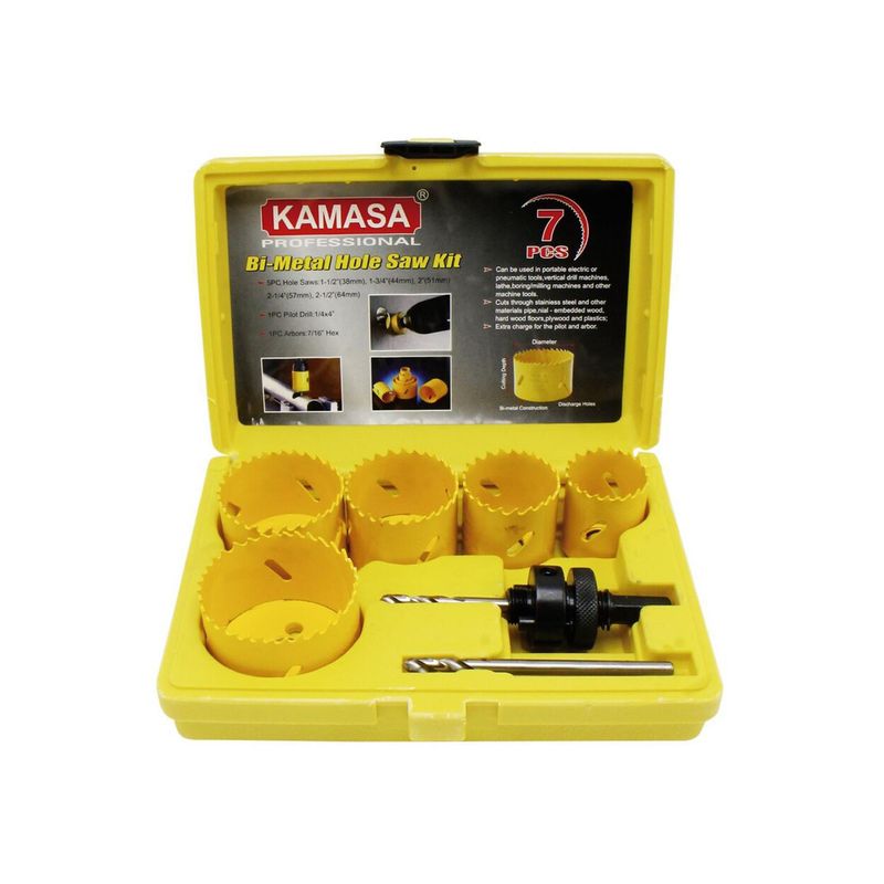 KAMASA - Juego de Sierra Copas Bi-Metal 7Pz 1-1/2" a 2-1/2" Kamasa