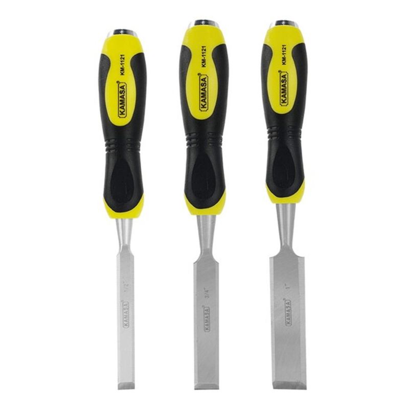 KAMASA - Juego de Formones (1/2",3/4",1") 3Pz Empuñadura Goma Kamasa