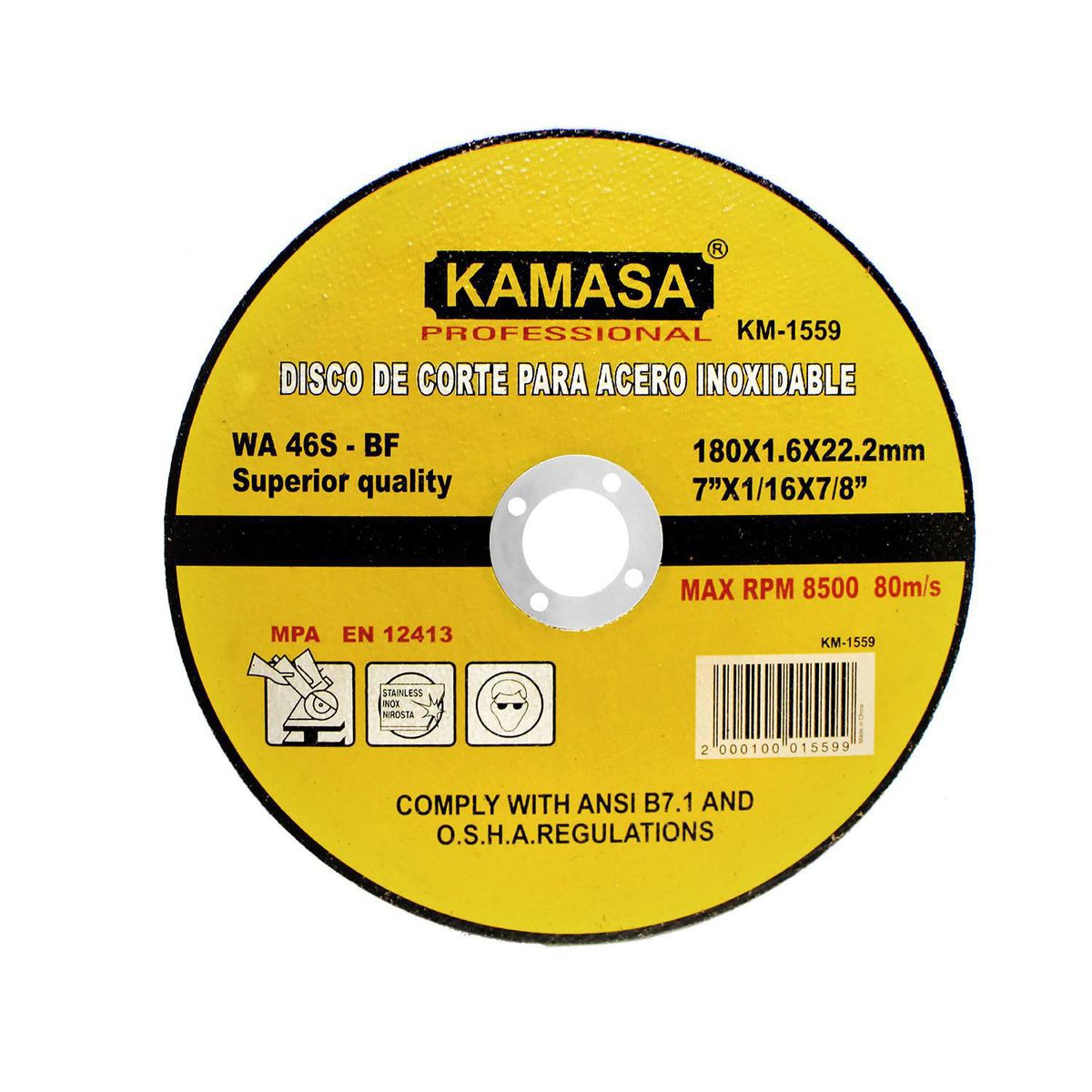 KAMASA - Disco de Corte Inox 7" 180x1.6mm Wa 46S - Bf Kamasa