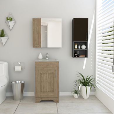 Combo My Bath Botiquin + Mueble Lavamanos + Muro Miel /Wengue