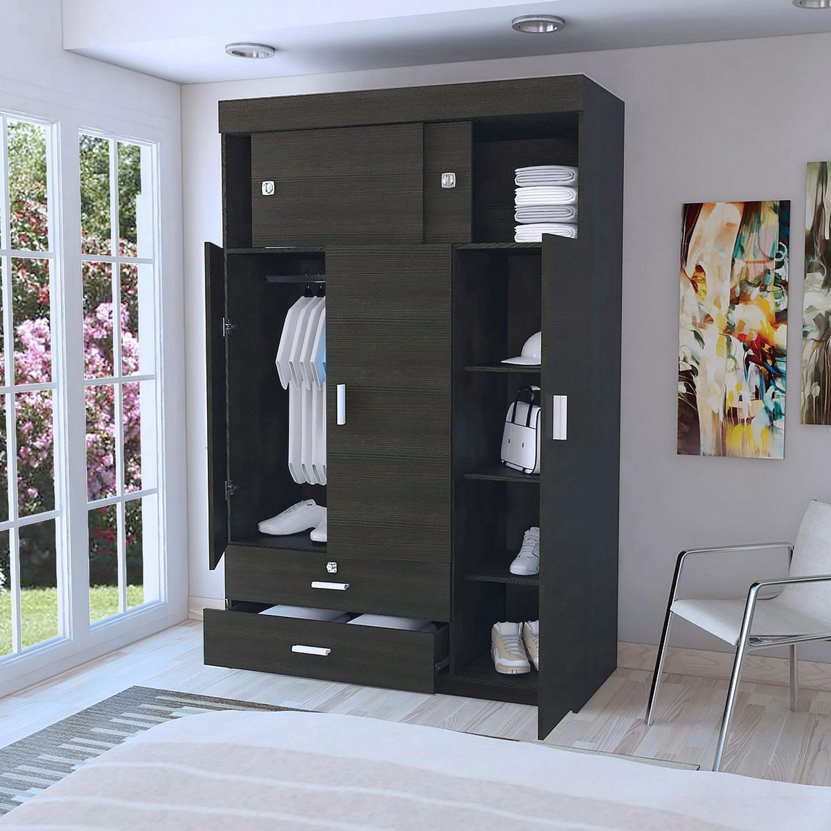 TUHOME - Ropero 5 Puertas 2 Cajones Manila