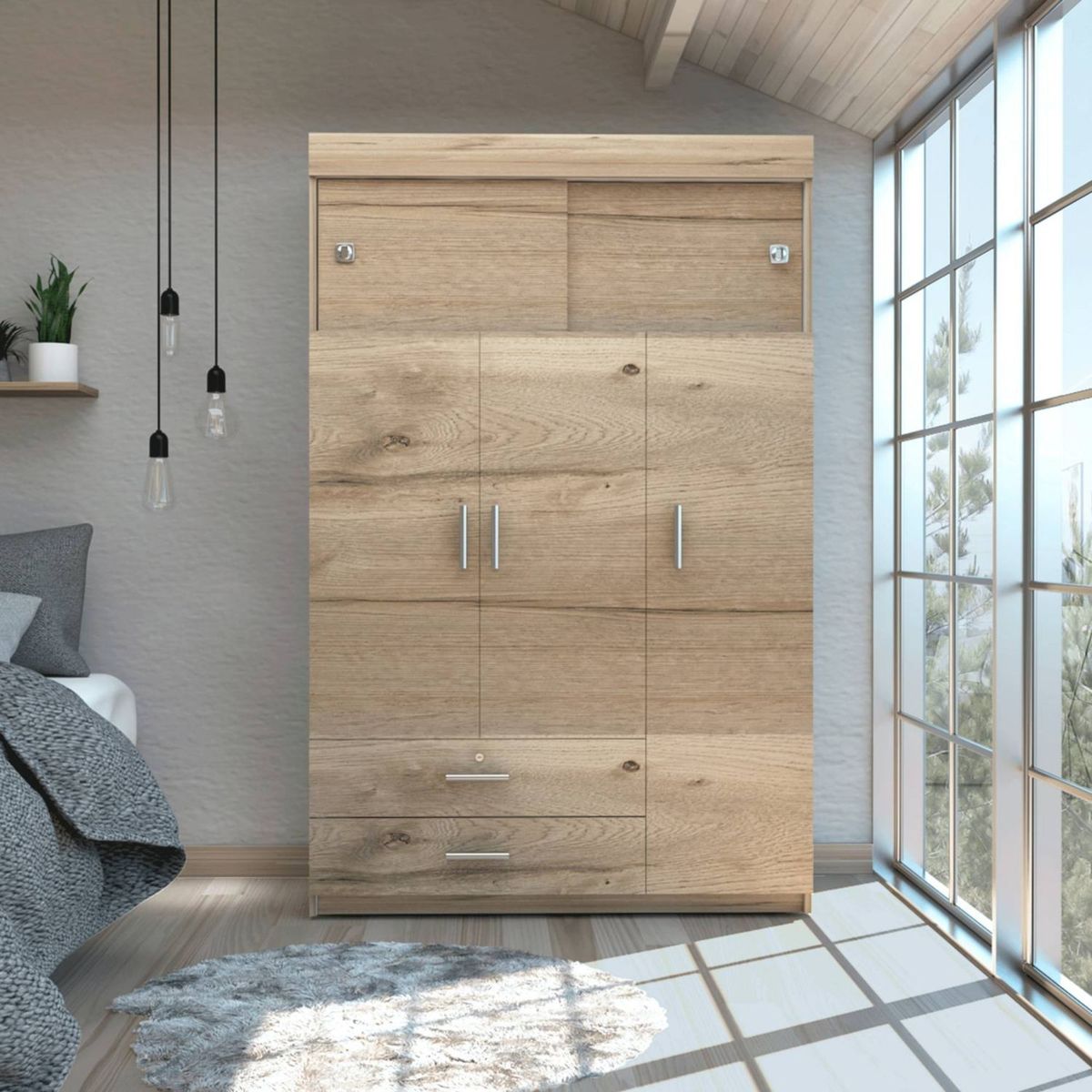 TUHOME - Ropero 5 Puertas 2 Cajones Manila Duna