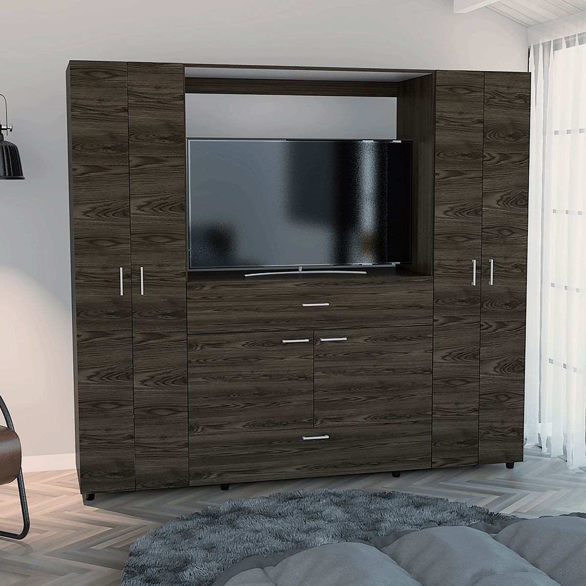 TUHOME - Ropero Coñac 7 Puertas 1 Cajón Manila