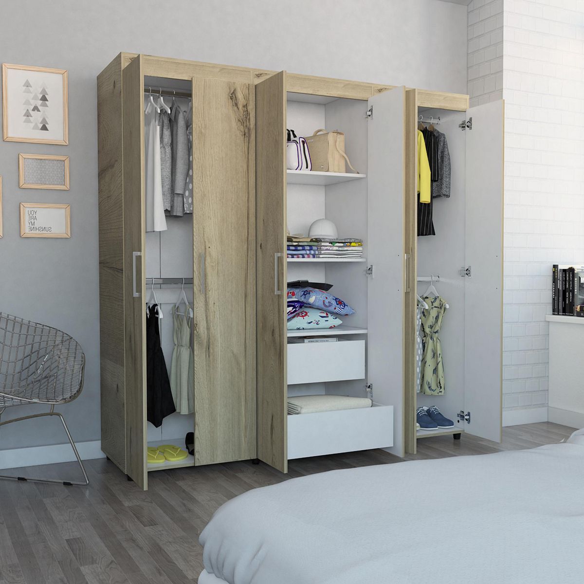 TUHOME - Ropero 6 Puertas 2 Cajones Amatista