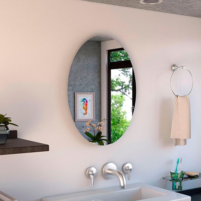 TUHOME - Espejo de Baño Napoli Vidrio Ovalado 60x45x1.9cm