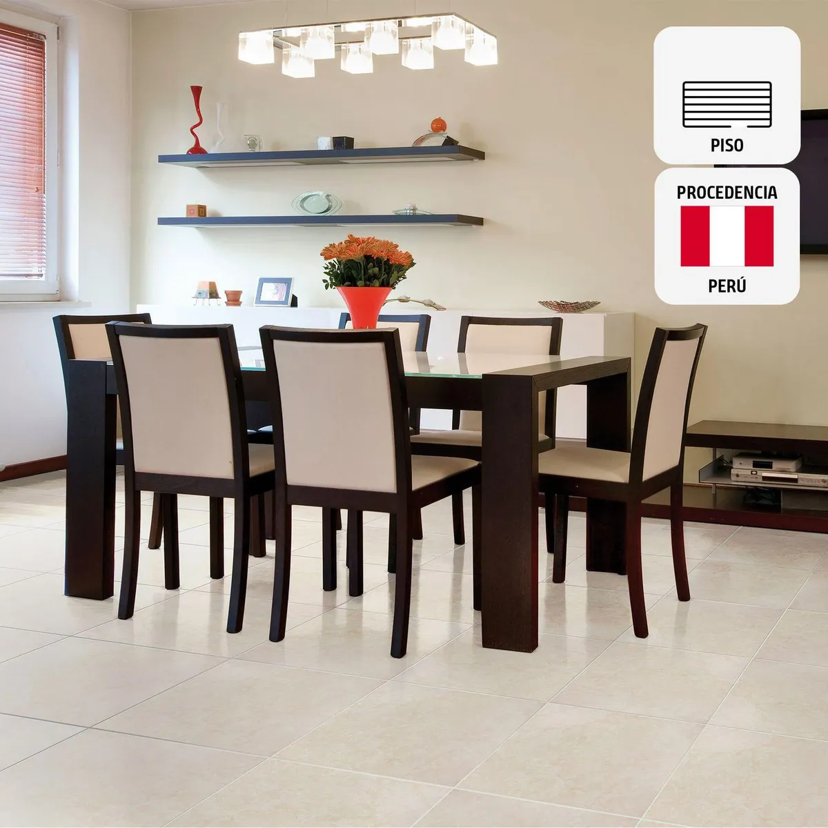 SAN MARTIN - Cerámica Marfil 45x45 Marmoladas Brillante 2.44 m2