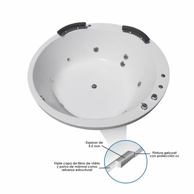 Tina Hidromasaje Circular Majestad Ejecutiva 170cm Blanca