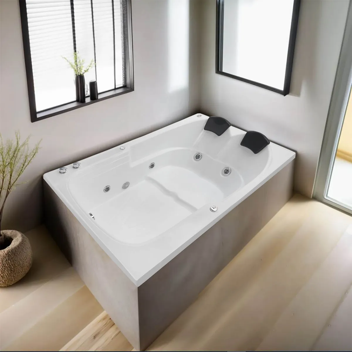 CUBA&SPA - Tina Hidromasaje Rectangular Karmine Ejecutiva 180x120cm Blanca.