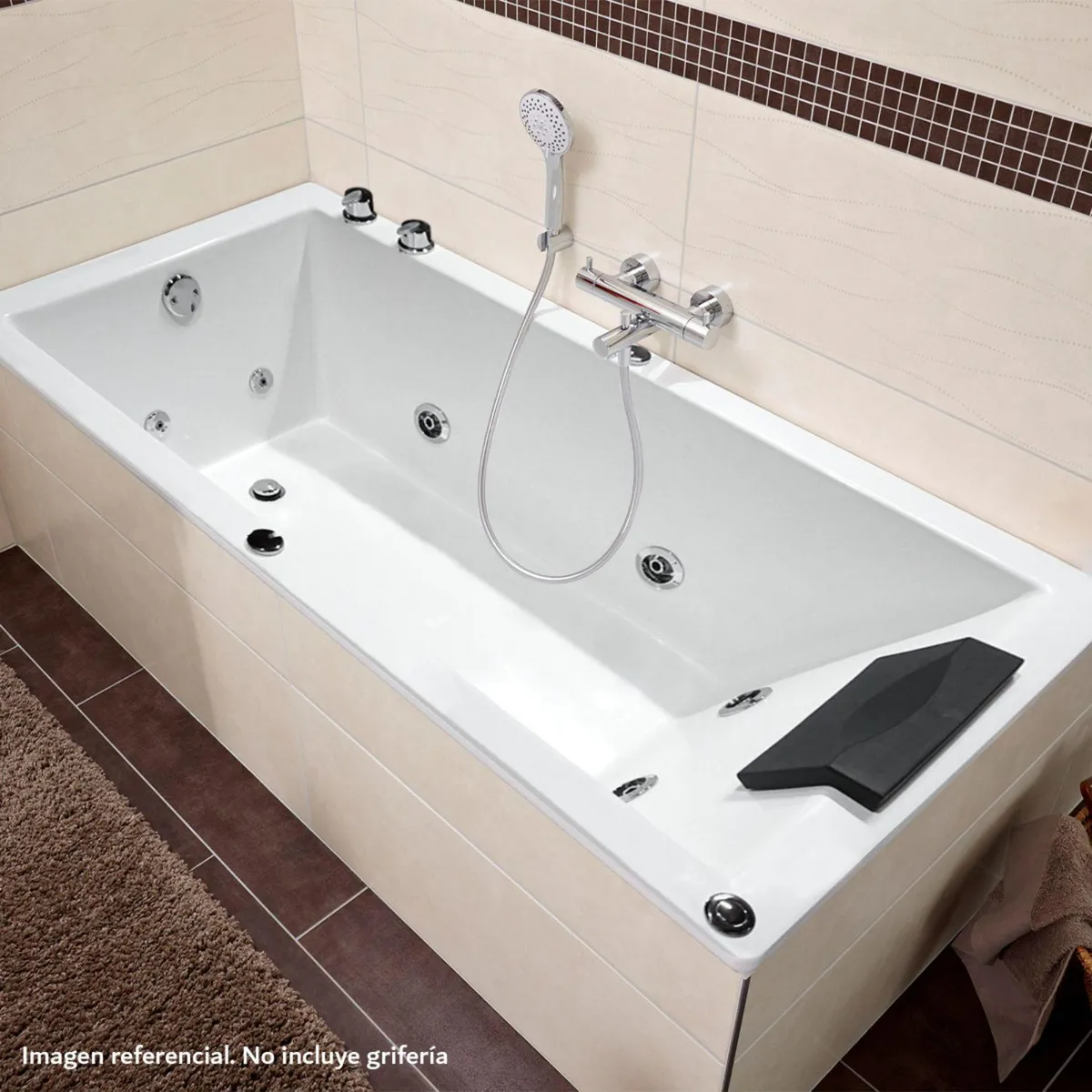 CUBA&SPA - Tina Hidromasaje Rectangular Minimalista Ejecutiva 140x80cm Blanca.