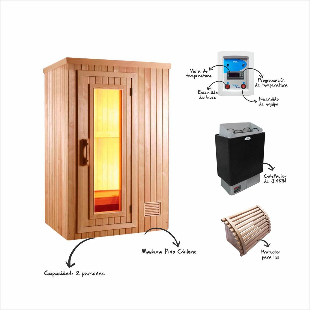 CUBA&SPA - Cabina de Sauna 200x150x100cm 2 Caras