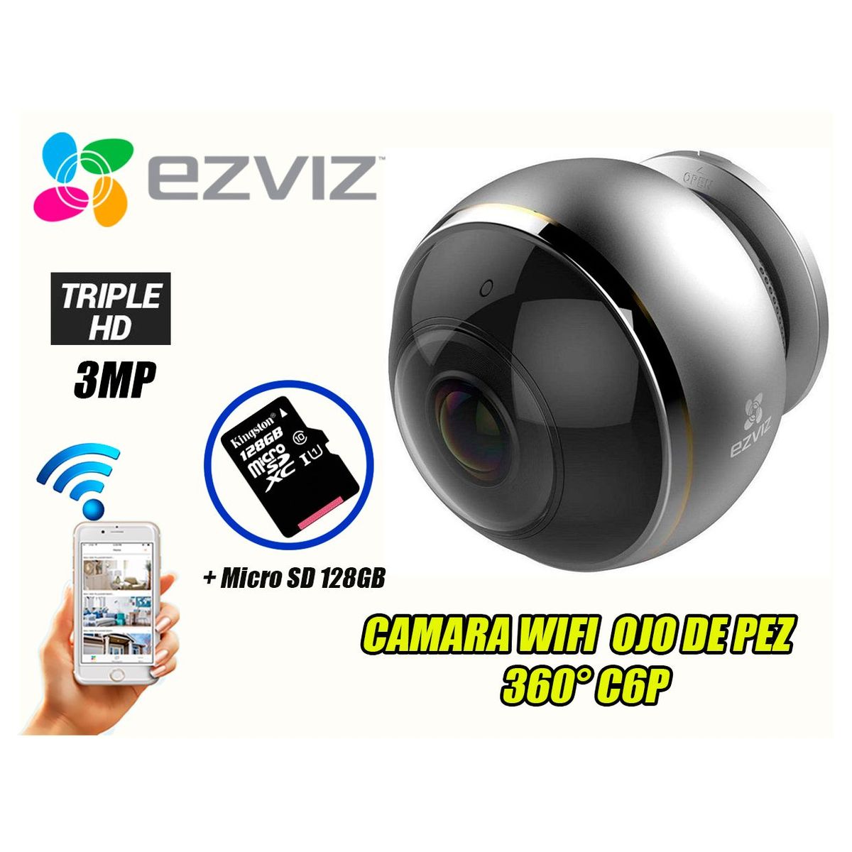 EZVIZ - Cámara de Seguridad C6P Triple HD  3MP