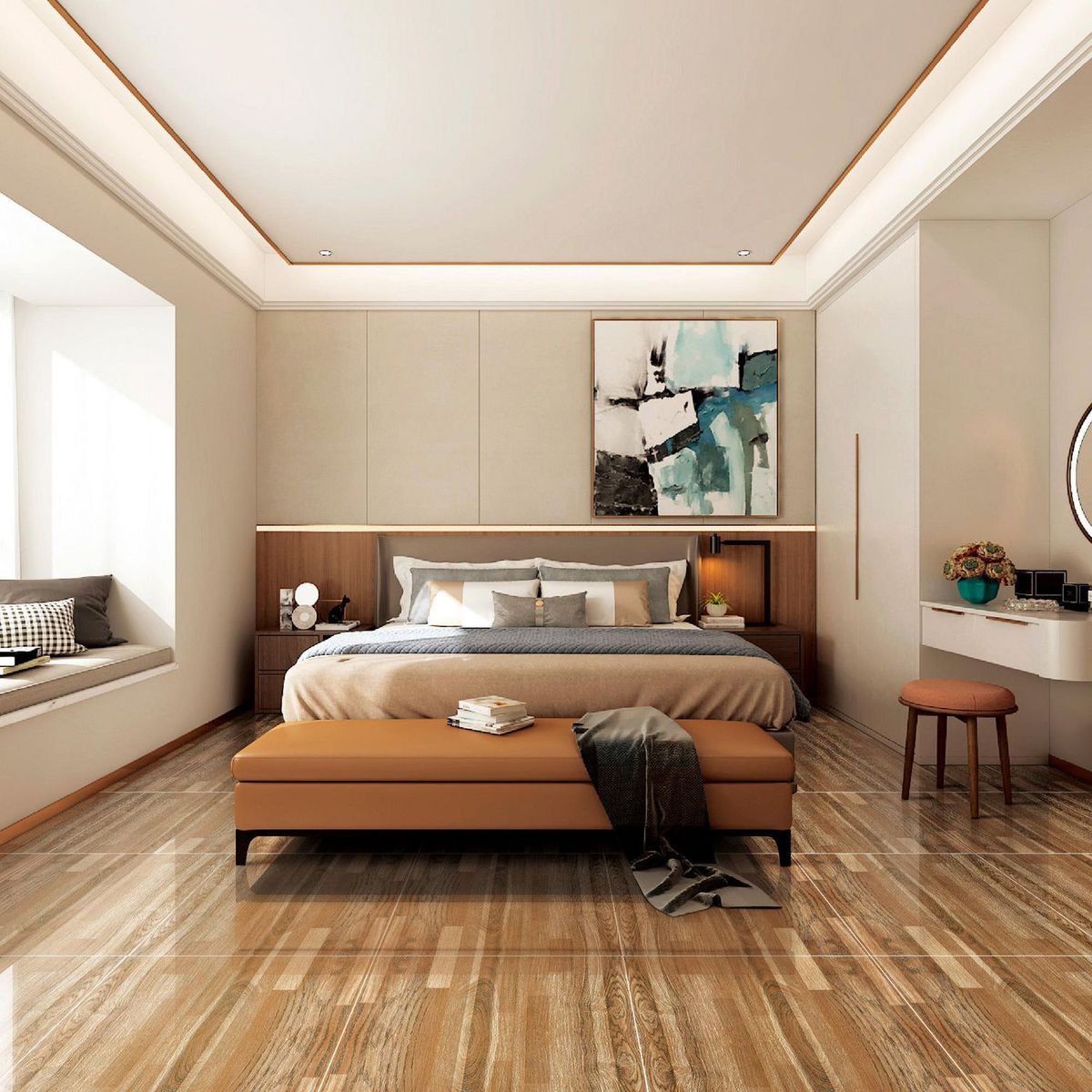 HOLZTEK - Gres Porcelanico Marrón Maderado 60X60cm 1.44m2 Vitrificado Claro