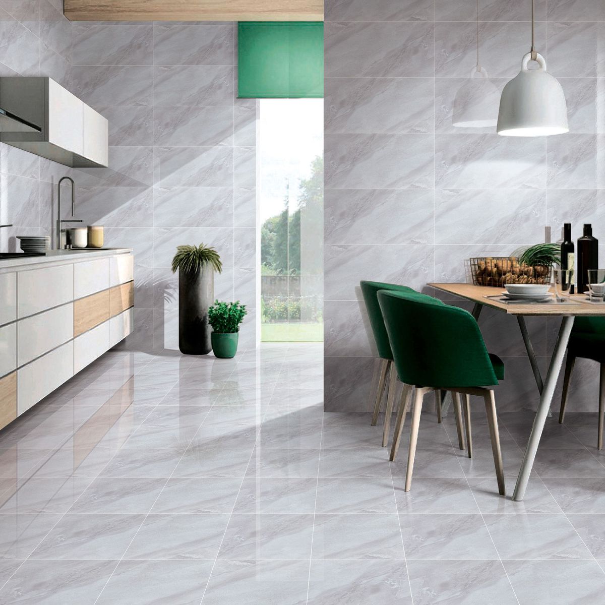 HOLZTEK - Cerámica Gris Marmolado 31x61cm 1.62 m2