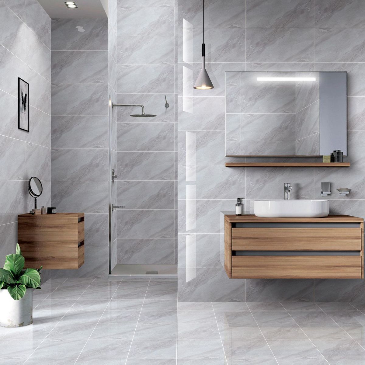 HOLZTEK - Cerámica Gris Marmolado 31x61cm 1.62 m2