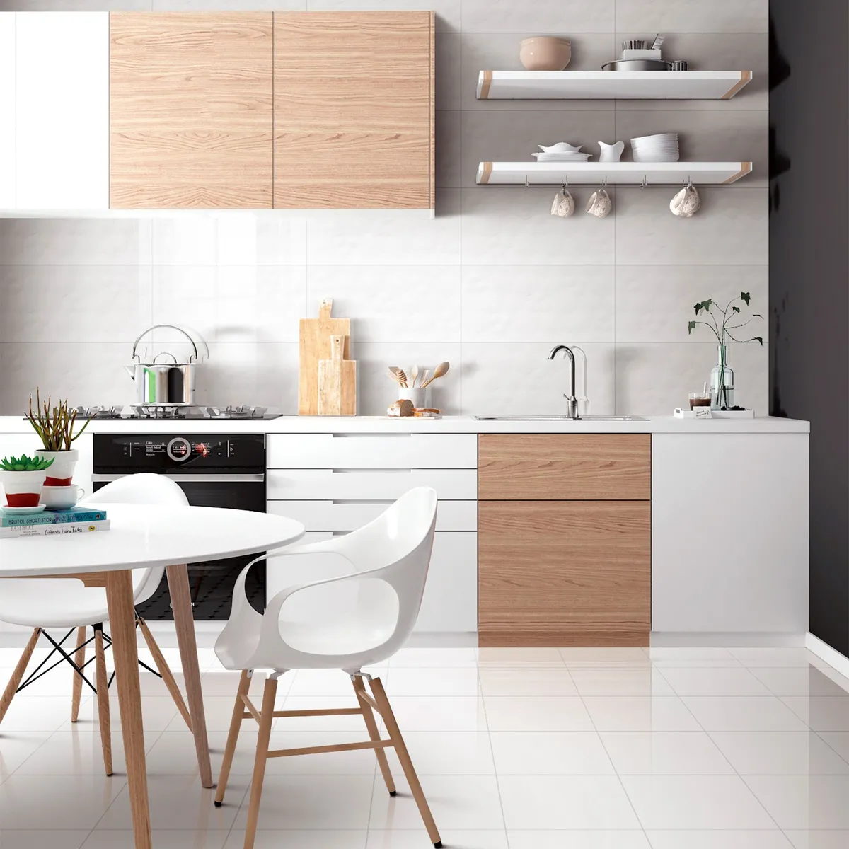 HOLZTEK - Cerámica Blanco Liso 20X60cm 1.62m2 Liso Hexagonal Blanco