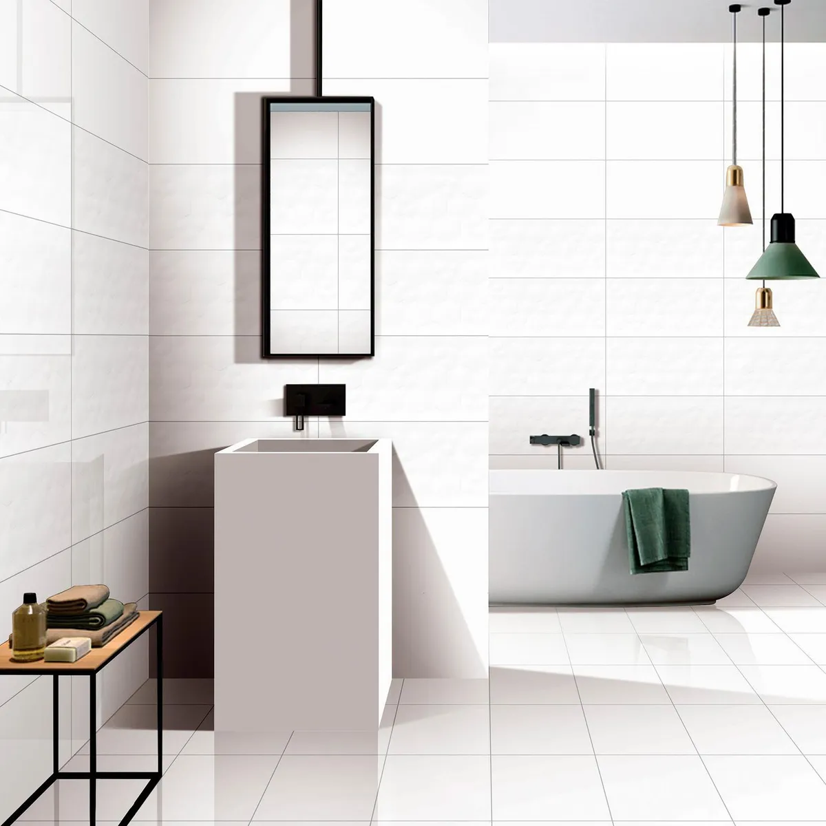 HOLZTEK - Cerámica Blanco Liso 20X60cm 1.62m2 Liso Hexagonal Blanco