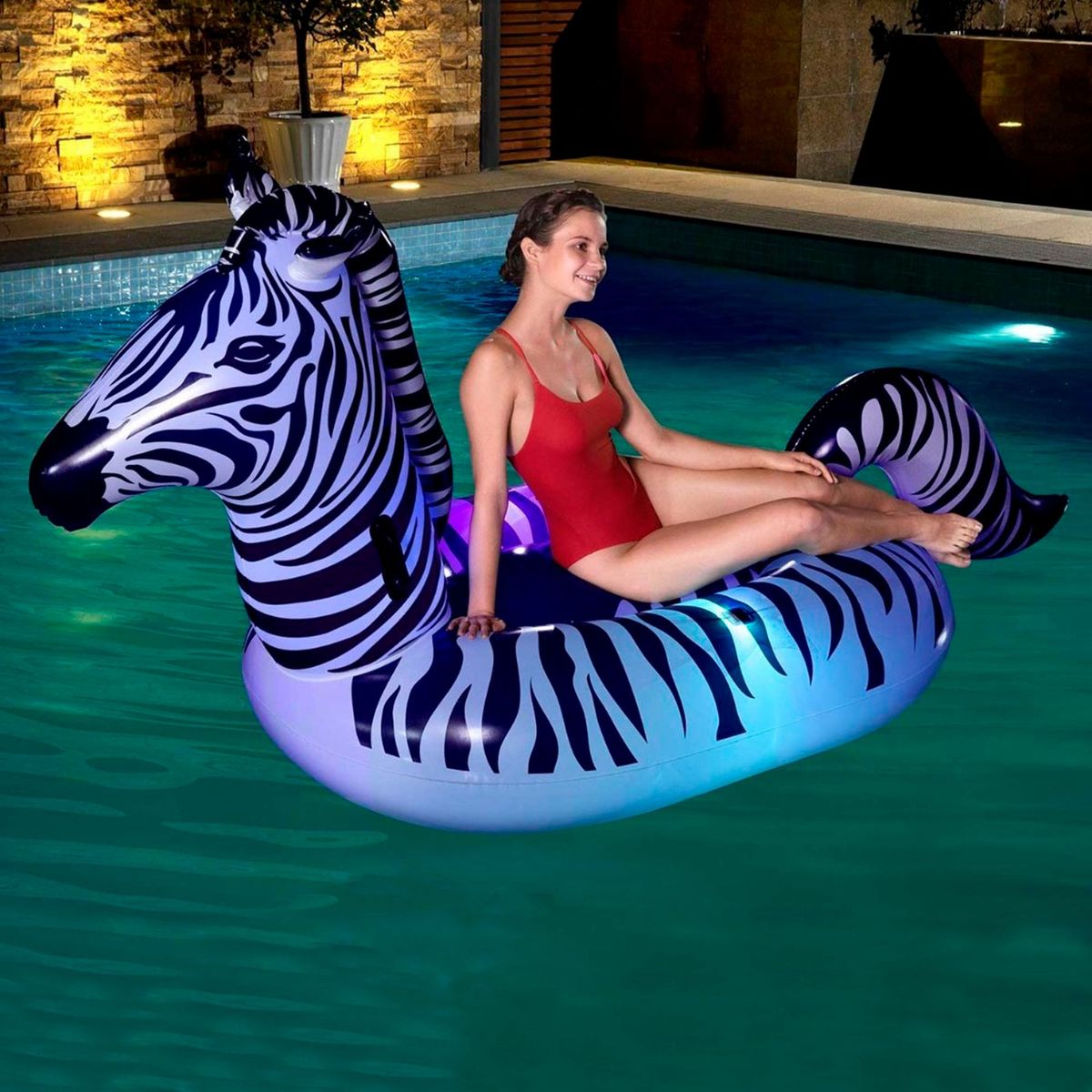 BESTWAY - Flotador Cebra 246x104cm Multiluces