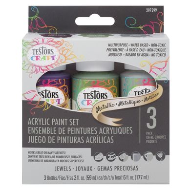 Set de 3 Pinturas Acrlicas Colores Gemas Preciosas Metlico