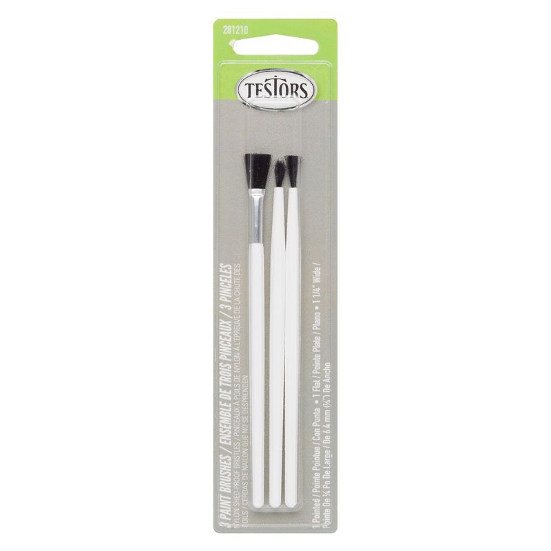 TESTORS - Set 3 Pinceles Planos de Nylon 6.4mm - 1/4"
