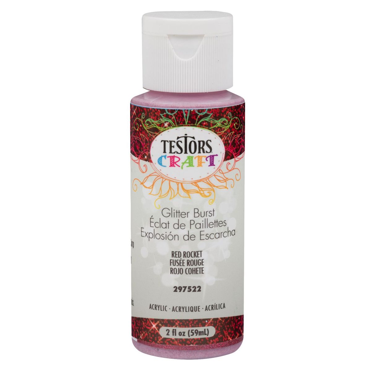 TESTORS - Pintura Acrílica Testors Rojo Cohete Brillantina 59mL