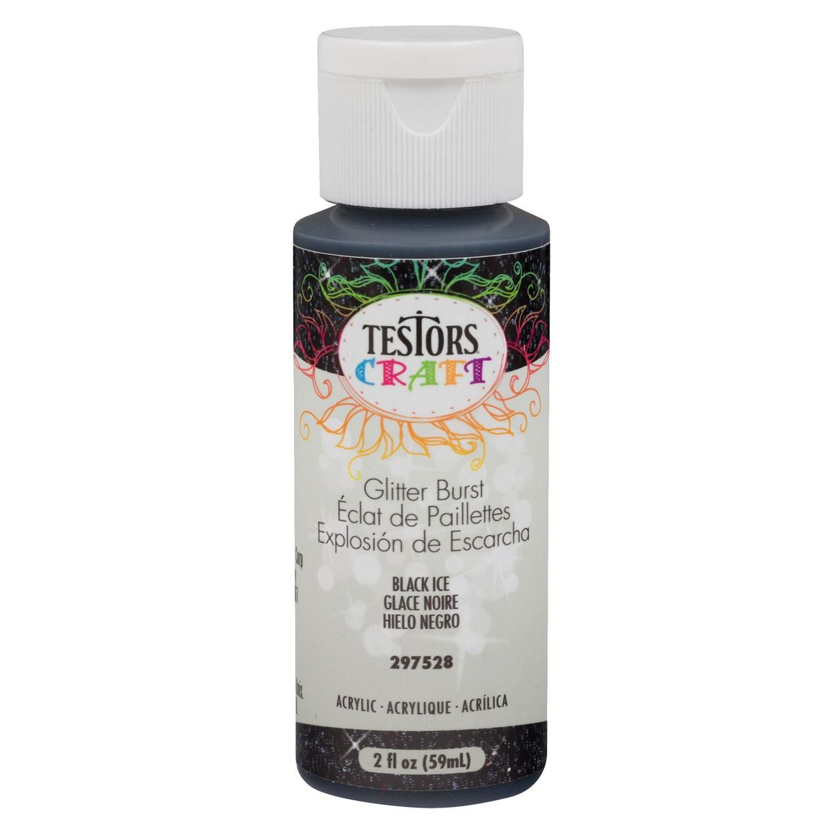 TESTORS - Pintura Acrílica Testors Negro Hielo Brillantina 59mL